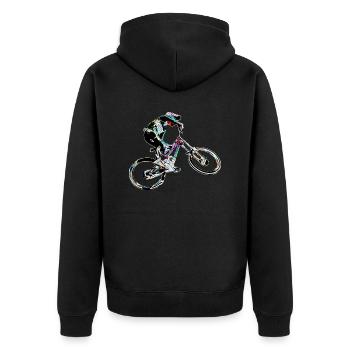 mtb vtt descente - Veste à capuche bio Premium Unisexe - noir - Dos - Nico (187cm)