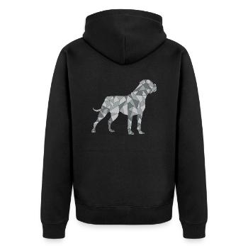 CANE CORSO geometrisch - Unisex Premium Bio Zip Hoodie - Schwarz - Hinten - Nico (187cm)