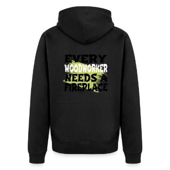 aaron carpenter tshirts axes funny dad carpentry - Unisex Premium Bio Zip Hoodie - Schwarz - Hinten - Nico (187cm)