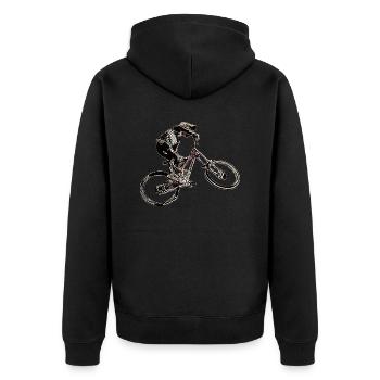 Downhill mountain biking - Unisex Premium Organic Zip Hoodie - black - Back - Nico (187cm)