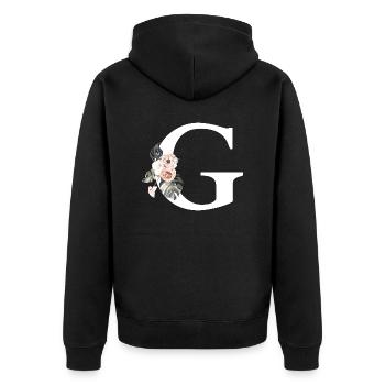 Lettre g floral tropical - Veste à capuche bio Premium Unisexe - noir - Dos - Nico (187cm)