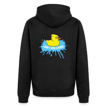 Lustig Ich gebe keine Ente Gummienten Sarkasmus - Unisex Premium Bio Zip Hoodie - Schwarz - Hinten - Nico (187cm)