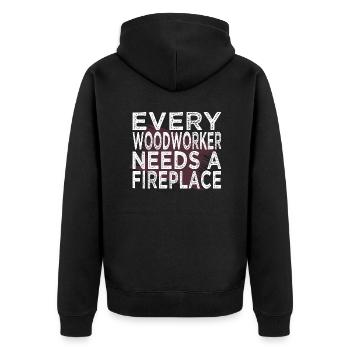 present idea forest work statement carpenter saw - Unisex Premium Bio Zip Hoodie - Schwarz - Hinten - Nico (187cm)