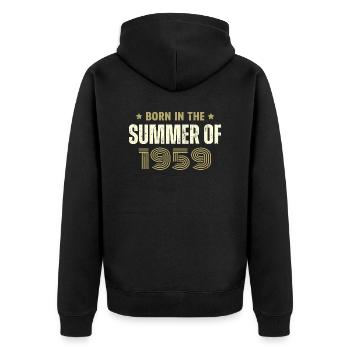 Jahrgang 1959 Jahrgang 1959 Geburtstagsgeschenk - Unisex Premium Bio Zip Hoodie - Schwarz - Hinten - Nico (187cm)