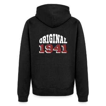 Original 1941 - Unisex Premium Bio Zip Hoodie - Schwarz - Hinten - Nico (187cm)