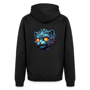 Cool Cat / Funny / Animal / Pet / Crazy - Unisex Premium Organic Zip Hoodie - black - Back - Nico (187cm)