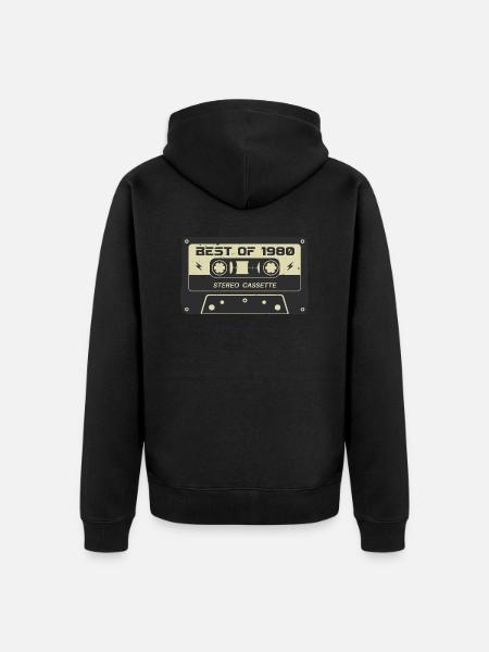Retro cassette tape 1980's vintage 1980's birthday 1980's - Unisex Premium Organic Zip Hoodie - black