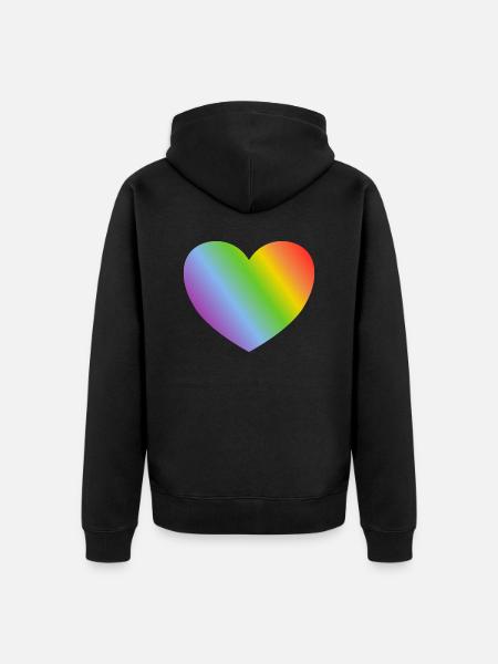 Regenbogen-Herz - Unisex Premium Bio Zip Hoodie - Schwarz