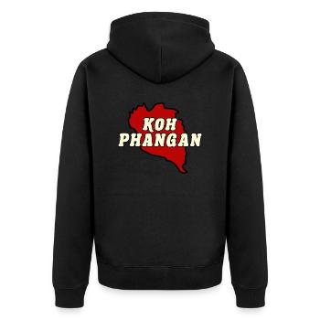 Koh Phangan Insel Karte rot - Unisex Premium Bio Zip Hoodie - Schwarz - Hinten - Nico (187cm)