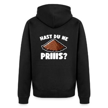 Schnupftabak - Unisex Premium Bio Zip Hoodie - Schwarz - Hinten - Nico (187cm)