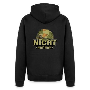 Peace Anti-War Saying - Not With Me - Unisex Premium Organic Zip Hoodie - black - Back - Nico (187cm)