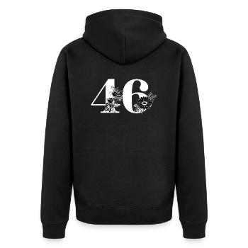 Numéro 46 floral noir - 46e anniversaire floral - Veste à capuche bio Premium Unisexe - noir - Dos - Nico (187cm)