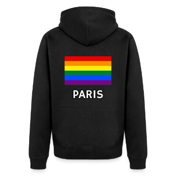 Pride Flag Paris Gay Rainbow LGBTQ Queer Lesbian - Unisex Premium Organic Zip Hoodie - black - Back - Nico (187cm)