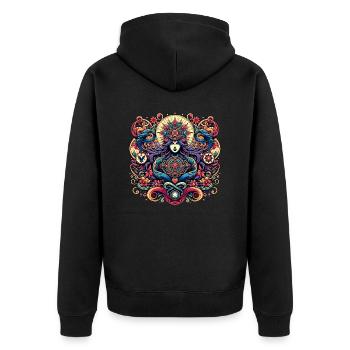 Hexe - Unisex Premium Bio Zip Hoodie - Schwarz - Hinten - Nico (187cm)