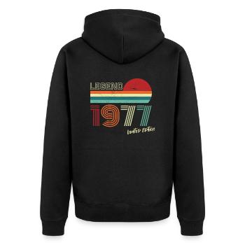 Legend 1977 Birthday Shirt Gift Anniversary - Unisex Premium Organic Zip Hoodie - black - Back - Nico (187cm)