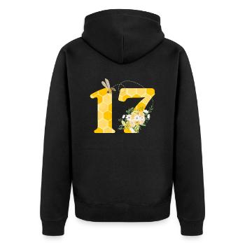 17th Anniversary Bee - Unisex Premium Organic Zip Hoodie - black - Back - Nico (187cm)