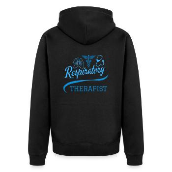 Respiratory Therapist Blue Medicine Symbols - Unisex Premium Organic Zip Hoodie - black - Back - Nico (187cm)