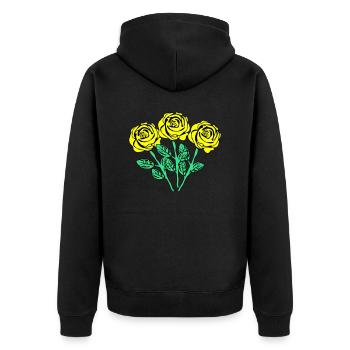 gelbe rosen - Unisex Premium Bio Zip Hoodie - Schwarz - Hinten - Nico (187cm)