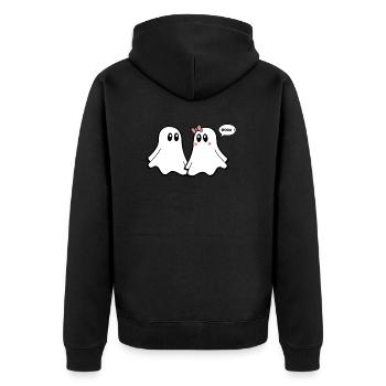 Ghost T-Shirt - Lustige Paare 03 - Unisex Premium Bio Zip Hoodie - Schwarz - Hinten - Nico (187cm)