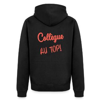KOLLEGE. ANFANGEN. BESCHÄFTIGUNG. HUMOR. MANAGER. CHEF - Unisex Premium Bio Zip Hoodie - Schwarz - Hinten - Nico (187cm)