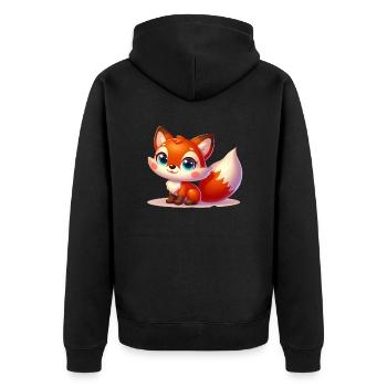 FOX 3 - Unisex Premium Bio Zip Hoodie - Schwarz - Hinten - Nico (187cm)