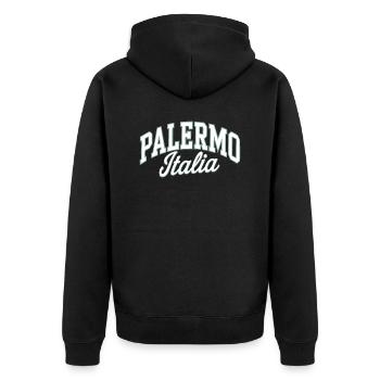 Palermo - Italia - Unisex Premium Organic Zip Hoodie - black - Back - Nico (187cm)