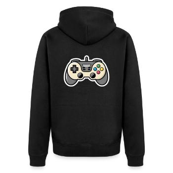 Controller Konsole Gamer Geschenk Comic Style Süß - Unisex Premium Bio Zip Hoodie - Schwarz - Hinten - Nico (187cm)