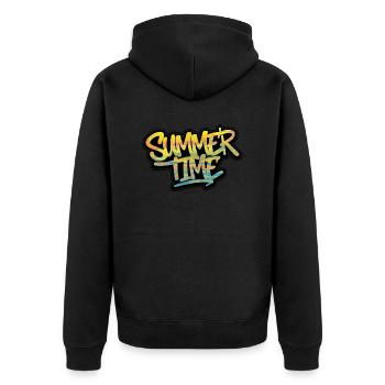 Summer Time - Unisex Premium Organic Zip Hoodie - black - Back - Nico (187cm)