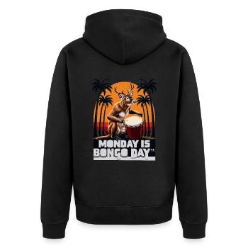Reindeer Monkey - Unisex Premium Organic Zip Hoodie - black - Back - Nico (187cm)