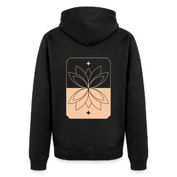 Lotus - Unisex Premium Bio Zip Hoodie - Schwarz - Hinten - Nico (187cm)