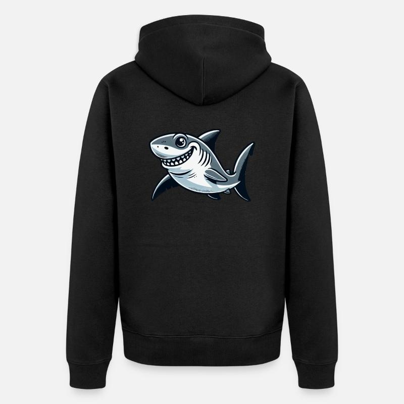 Bande dessinée requin - Veste à capuche bio Premium Unisexe - noir