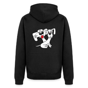2 Dogs Looking Funny Funny Silly Sitting Cool - Unisex Premium Organic Zip Hoodie - black - Back - Nico (187cm)