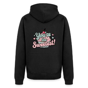 You're the sweetest - Unisex Premium Organic Zip Hoodie - black - Back - Nico (187cm)