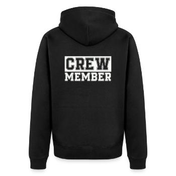 crew member - Unisex Premium Organic Zip Hoodie - black - Back - Nico (187cm)