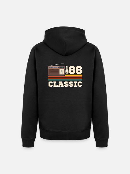 Anniversary 1986 retro classic - Unisex Premium Organic Zip Hoodie - black