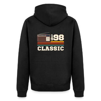 Anniversaire 1998 retro classic - Veste à capuche bio Premium Unisexe - noir - Dos - Nico (187cm)