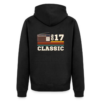 Anniversary 2017 retro classic - Unisex Premium Organic Zip Hoodie - black - Back - Nico (187cm)