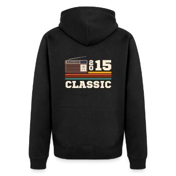 Anniversary 2015 retro classic - Unisex Premium Organic Zip Hoodie - black - Back - Nico (187cm)
