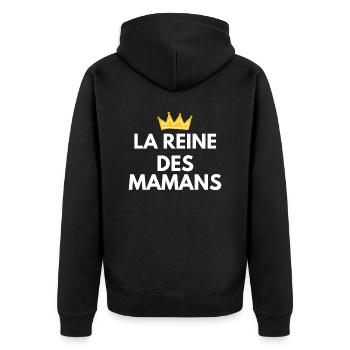 Die Königin der Mütter - Mama Geschenkidee - Unisex Premium Bio Zip Hoodie - Schwarz - Hinten - Nico (187cm)