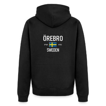 Örebro - Sweden - Sverige - Flag - Coordinates - Unisex Premium Organic Zip Hoodie - black - Back - Nico (187cm)