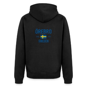 Örebro - Sweden - Sverige - Flag - Coordinates - Unisex Premium Organic Zip Hoodie - black - Back - Nico (187cm)