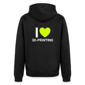 i love 3dprinting - Unisex Premium Bio Zip Hoodie - Schwarz - Hinten - Nico (187cm)