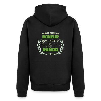 Fier d’être Boxeur et Passionné de la Rando - Veste à capuche bio Premium Unisexe - noir - Dos - Nico (187cm)