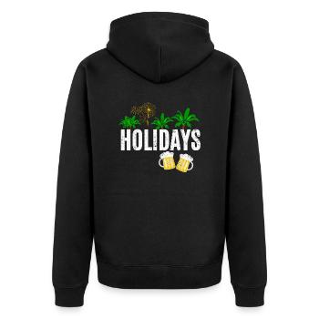 Ferien - Unisex Premium Bio Zip Hoodie - Schwarz - Hinten - Nico (187cm)