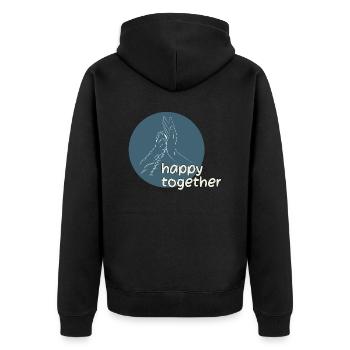 happy together - Freunde für immer - Unisex Premium Bio Zip Hoodie - Schwarz - Hinten - Nico (187cm)