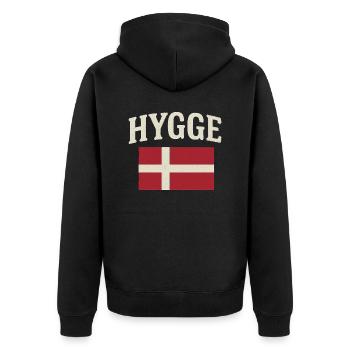 Hygge - Unisex Premium Bio Zip Hoodie - Schwarz - Hinten - Nico (187cm)