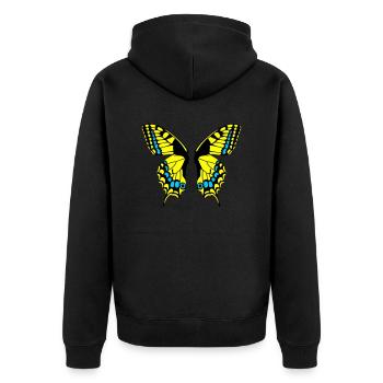 Schmetterling / Schwalbenschwanz - nur Flügel - Unisex Premium Bio Zip Hoodie - Schwarz - Hinten - Nico (187cm)