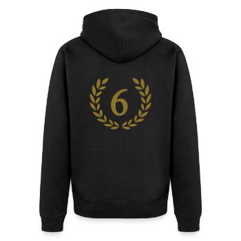 6 - Unisex Premium Bio Zip Hoodie - Schwarz - Hinten - Nico (187cm)