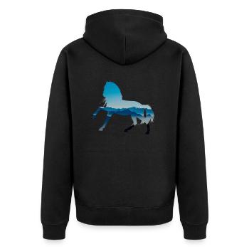 Pferd - Unisex Premium Bio Zip Hoodie - Schwarz - Hinten - Nico (187cm)