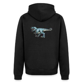 T-Rex - Unisex Premium Bio Zip Hoodie - Schwarz - Hinten - Nico (187cm)